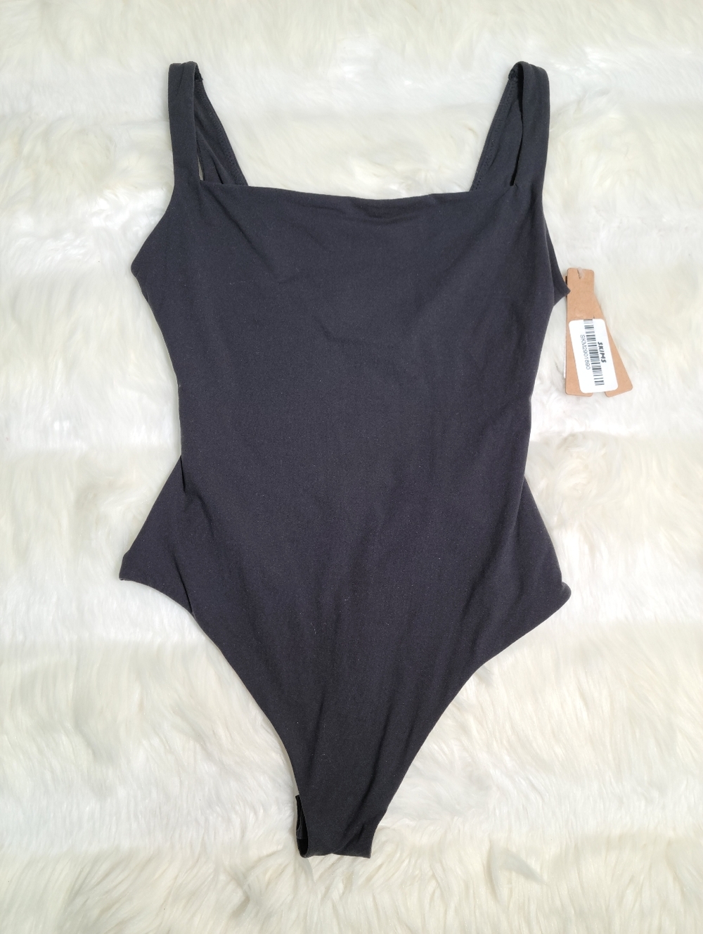 SKIMS Fits Everybody Square Neck Bodysuit Black Onyx Women X-Small NEW